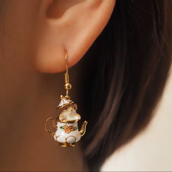 TeaCup necklace and earrings set Chipmunk Earrings Necklaces Handmade - Picture 4 of 9